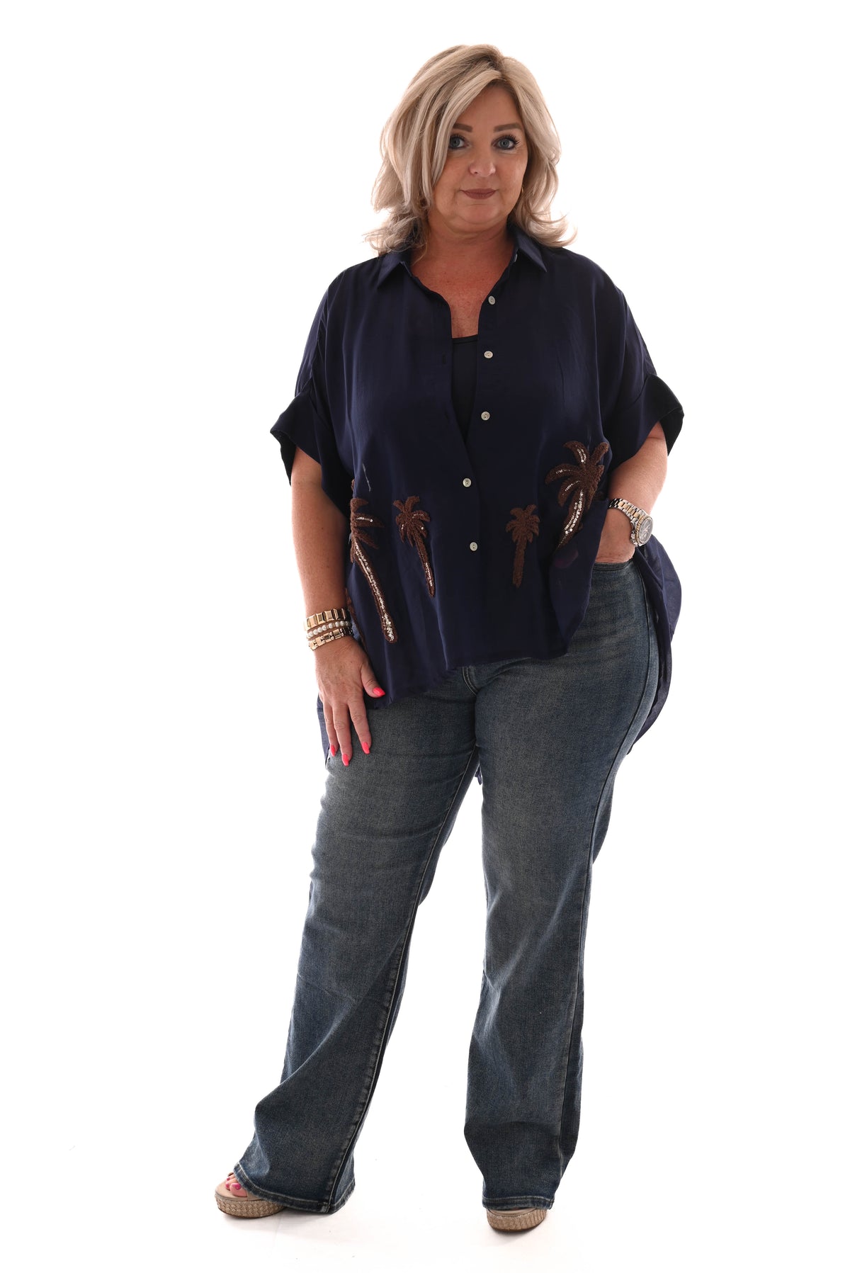 Norfy wide leg blauw