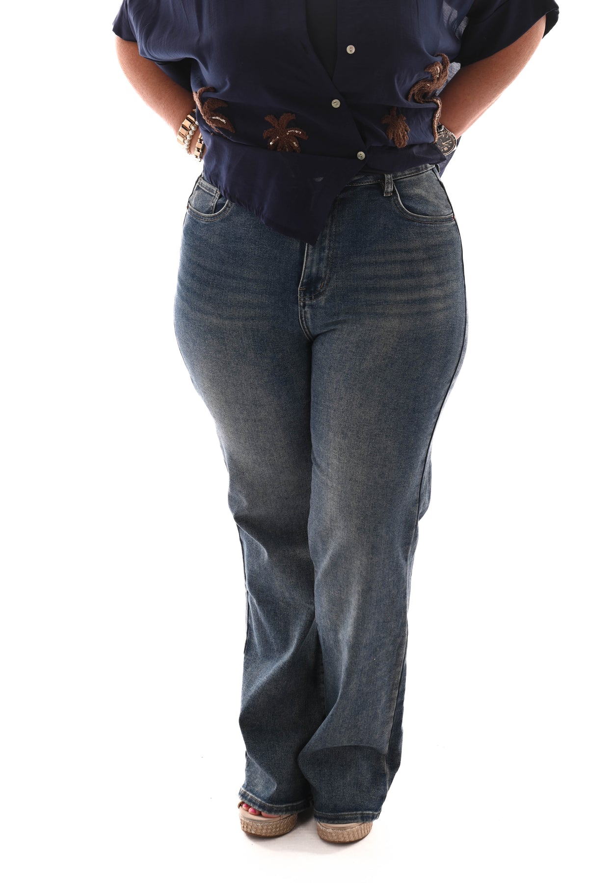 Norfy wide leg blauw
