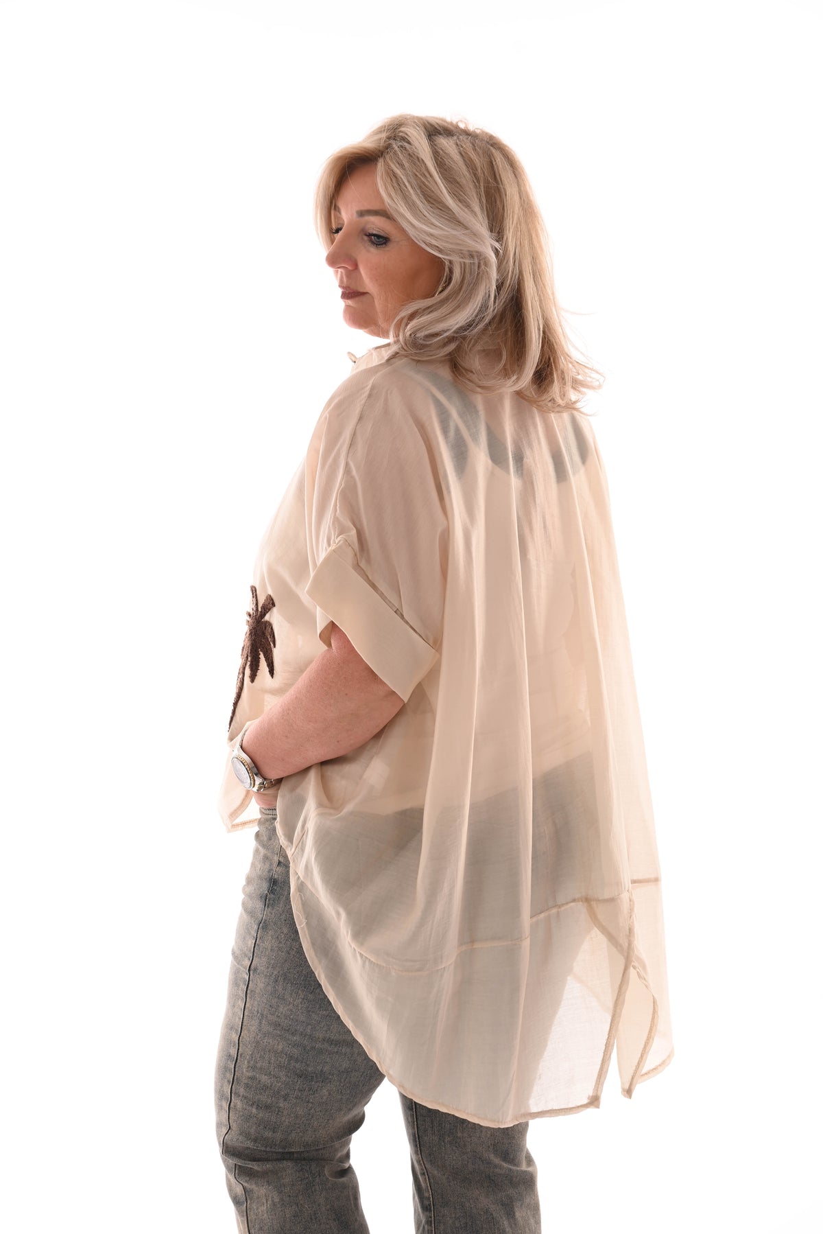 Blouse palms creme