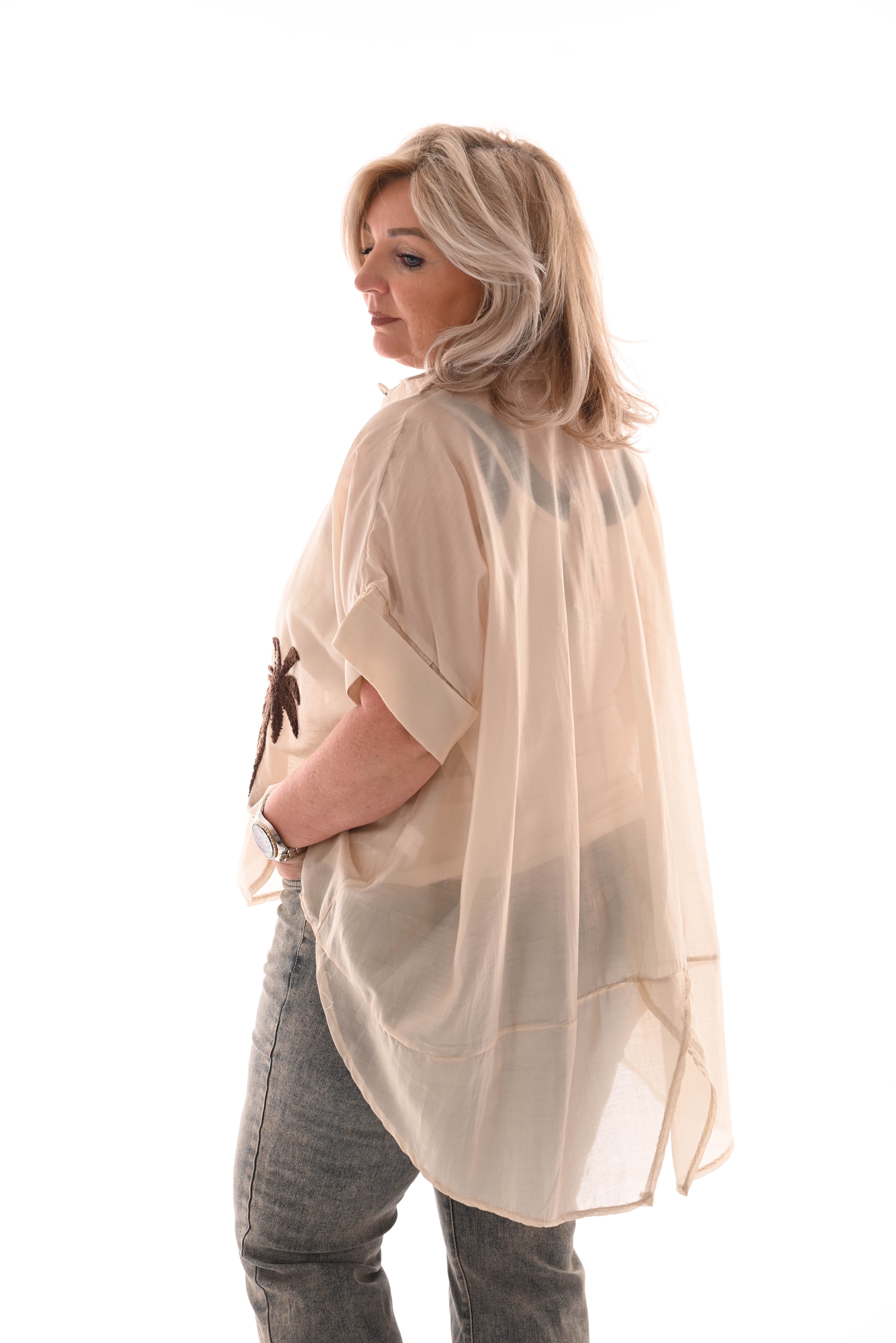 Blouse palms creme