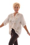 Blouse v-hals ophaalmouwen mandala roomwit