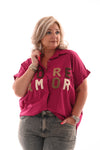 Blouse korte mouwen more amor fuchsia