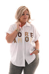 Blouse korte mouwen more amor roomwit