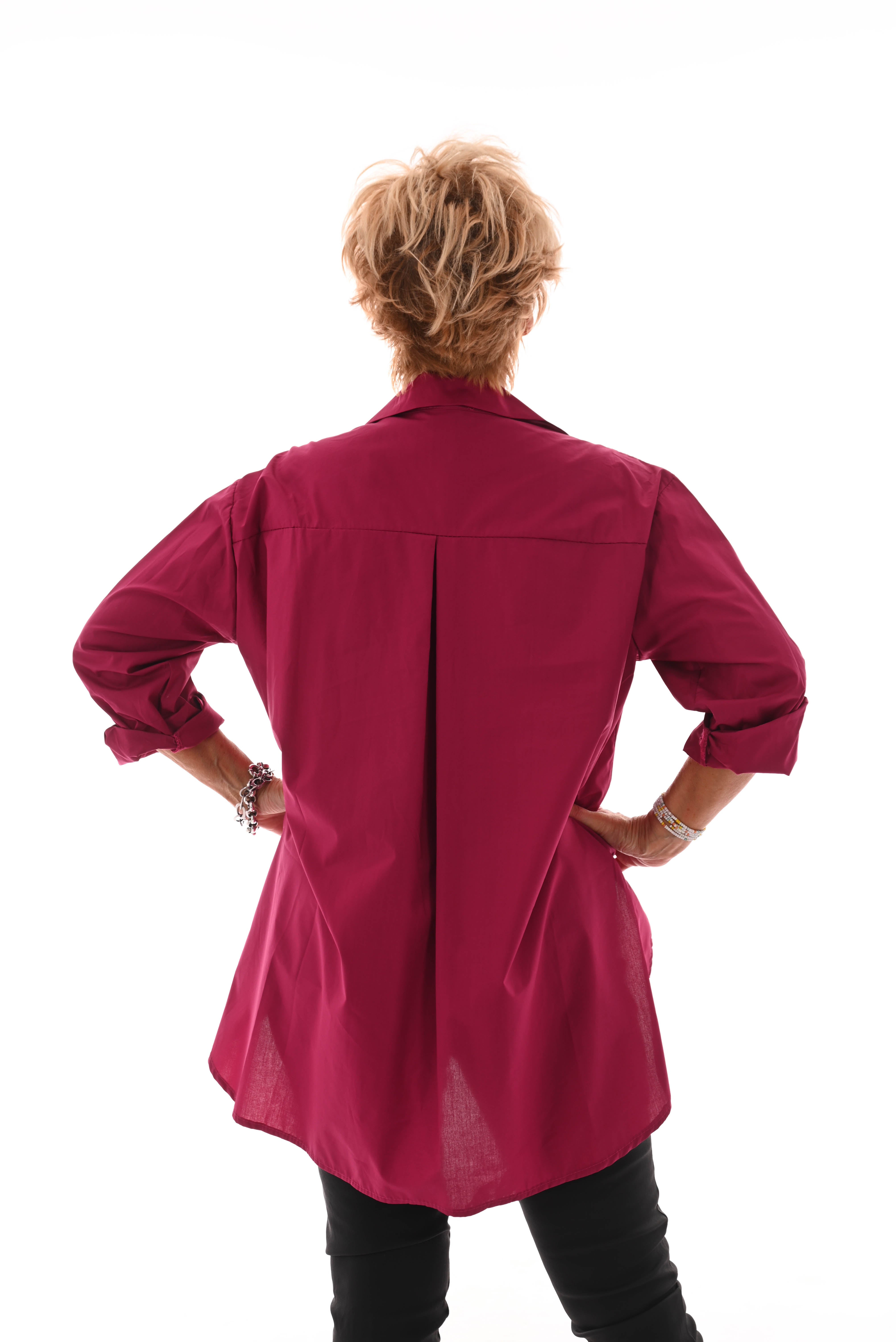 Oversized blouse korte mouwen minmin fuchsia