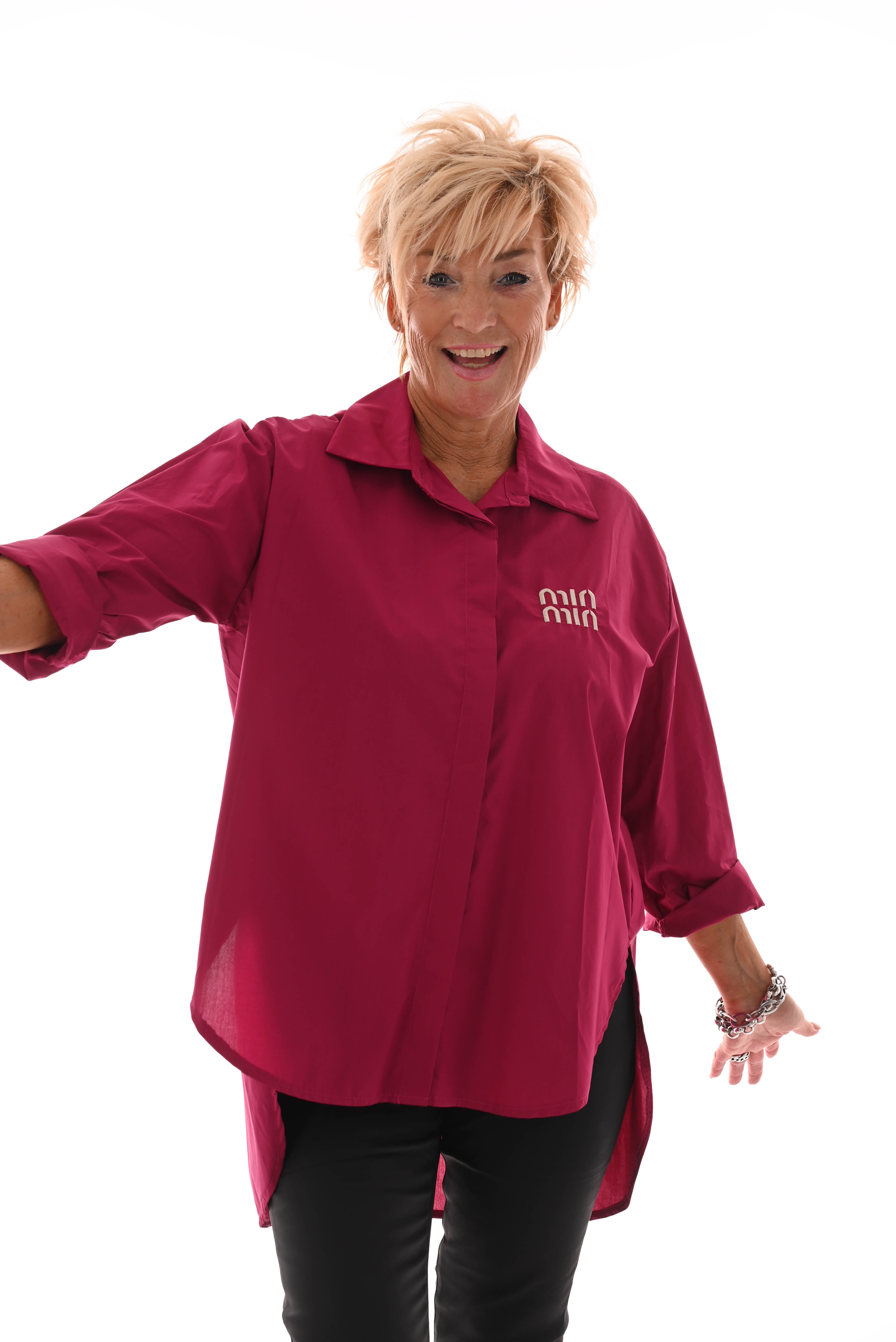 Oversized blouse korte mouwen minmin fuchsia