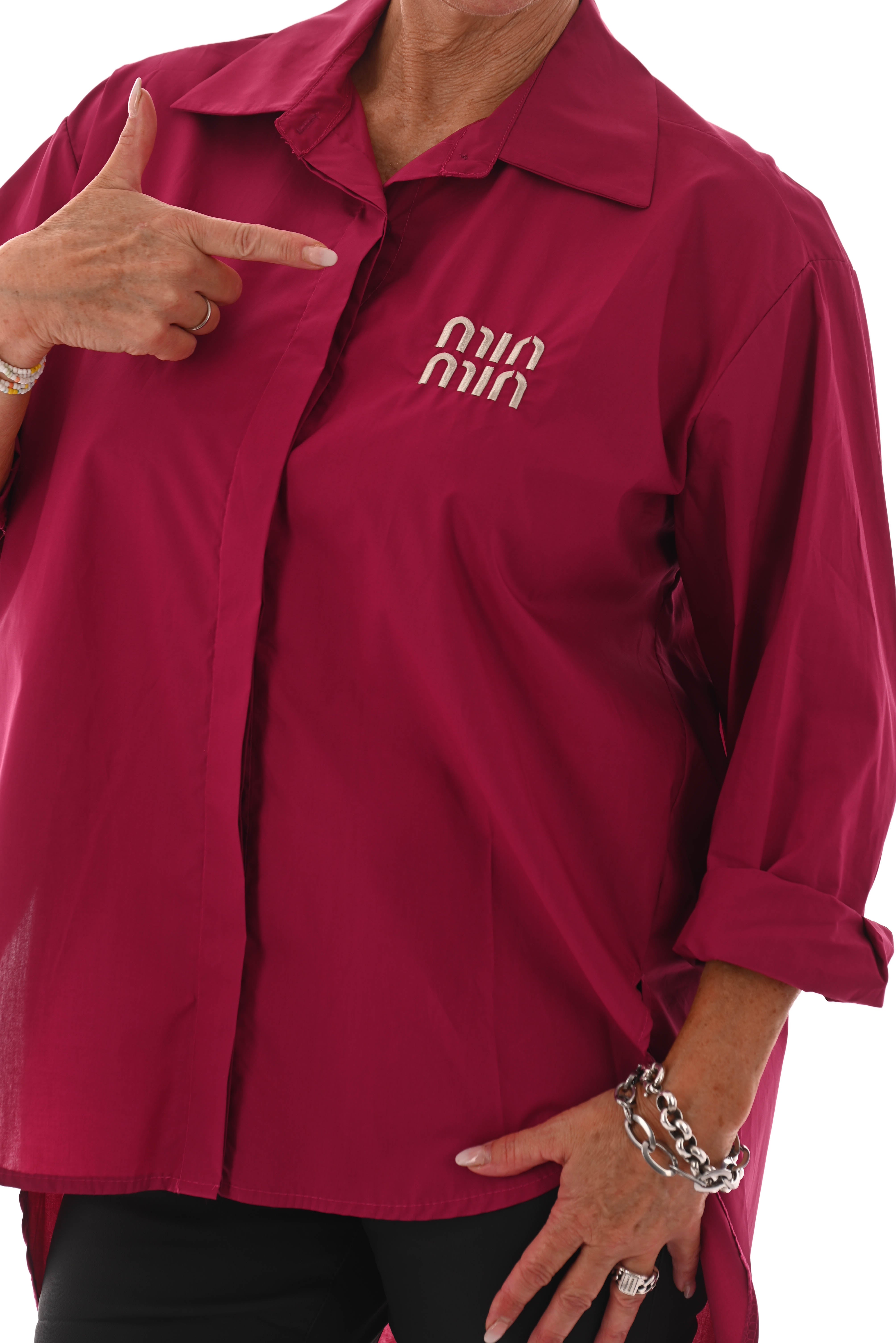 Oversized blouse korte mouwen minmin fuchsia