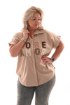 Blouse korte mouwen more amor beige