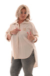 Oversized blouse korte mouwen minmin beige