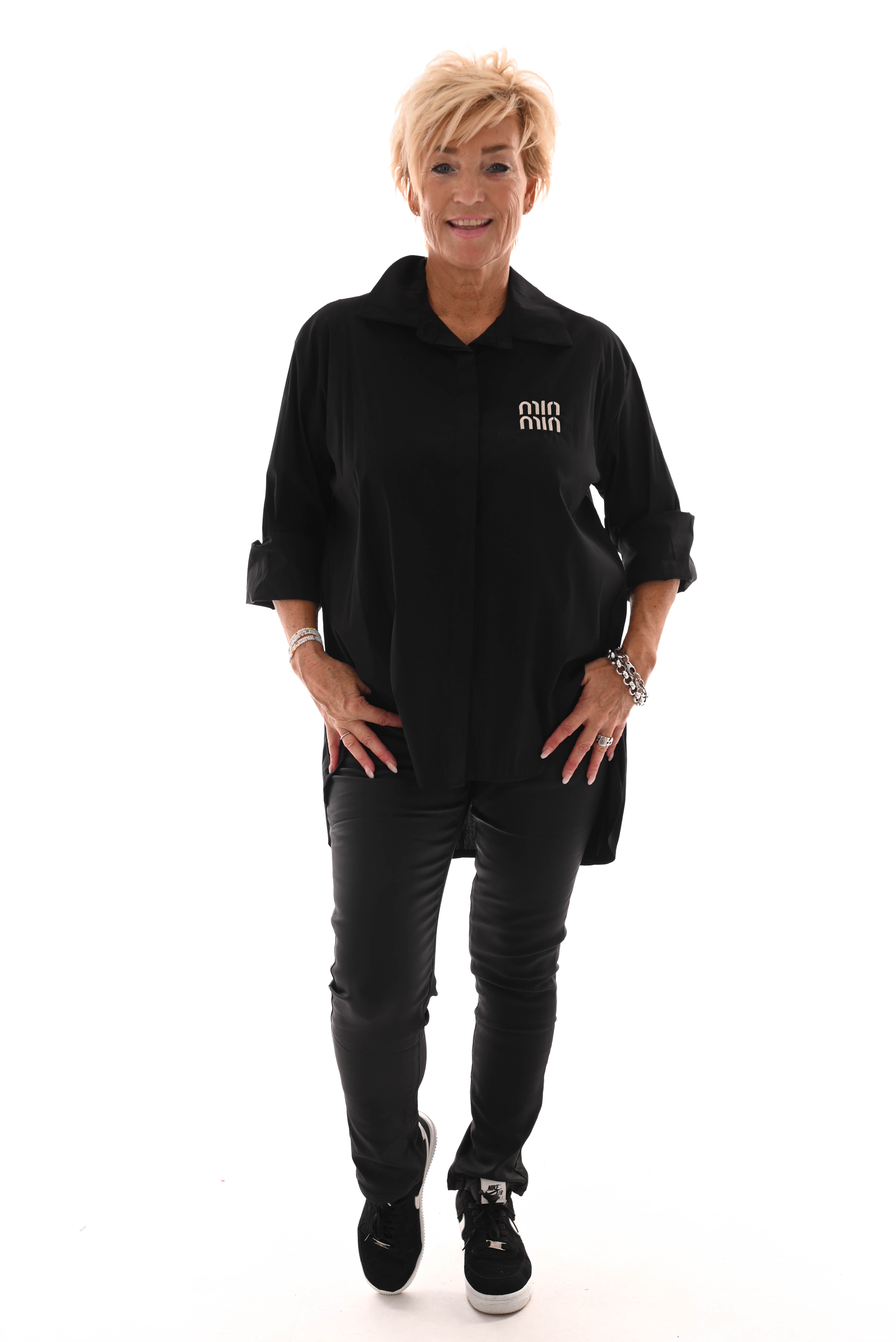 Oversized blouse korte mouwen minmin zwart