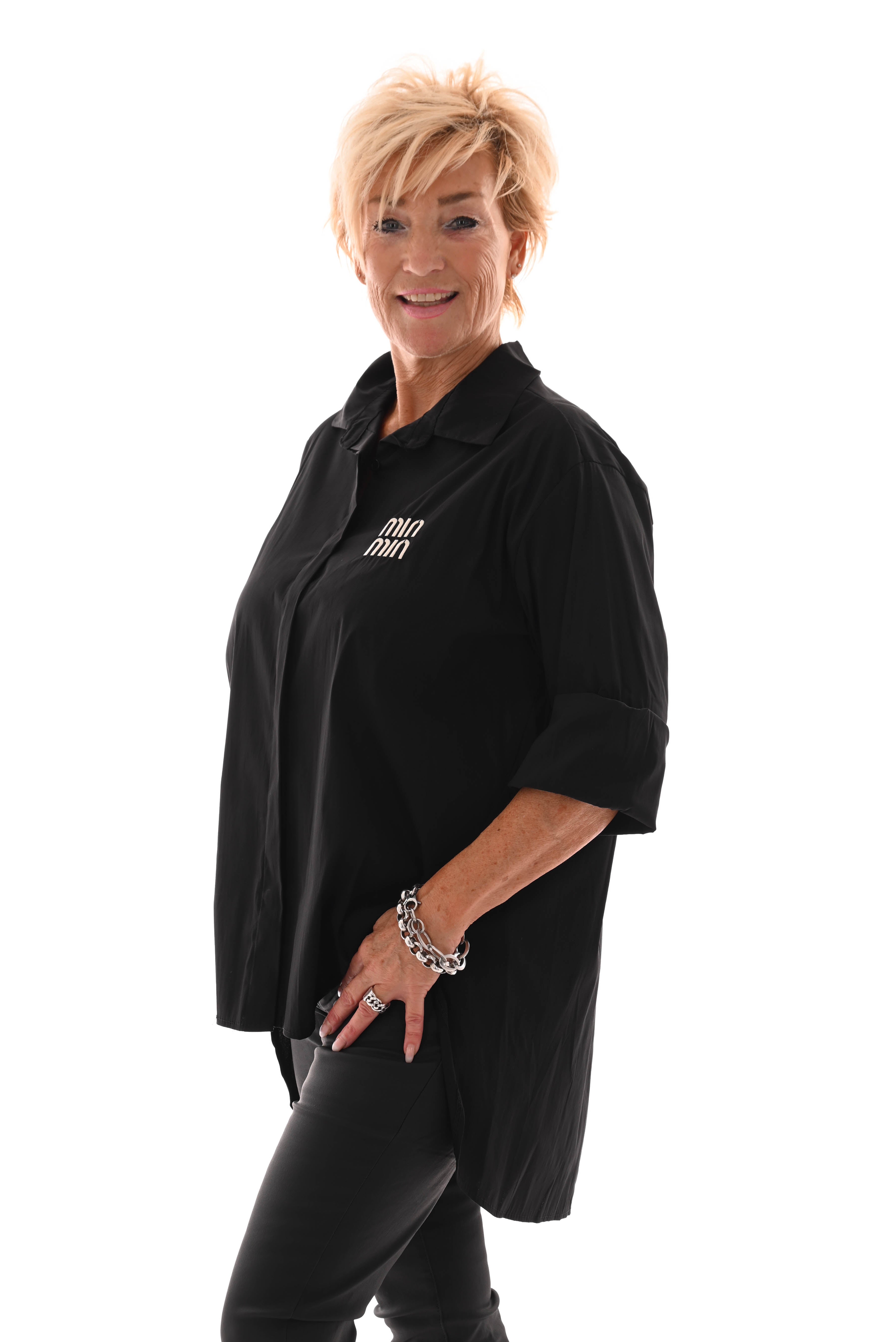 Oversized blouse korte mouwen minmin zwart