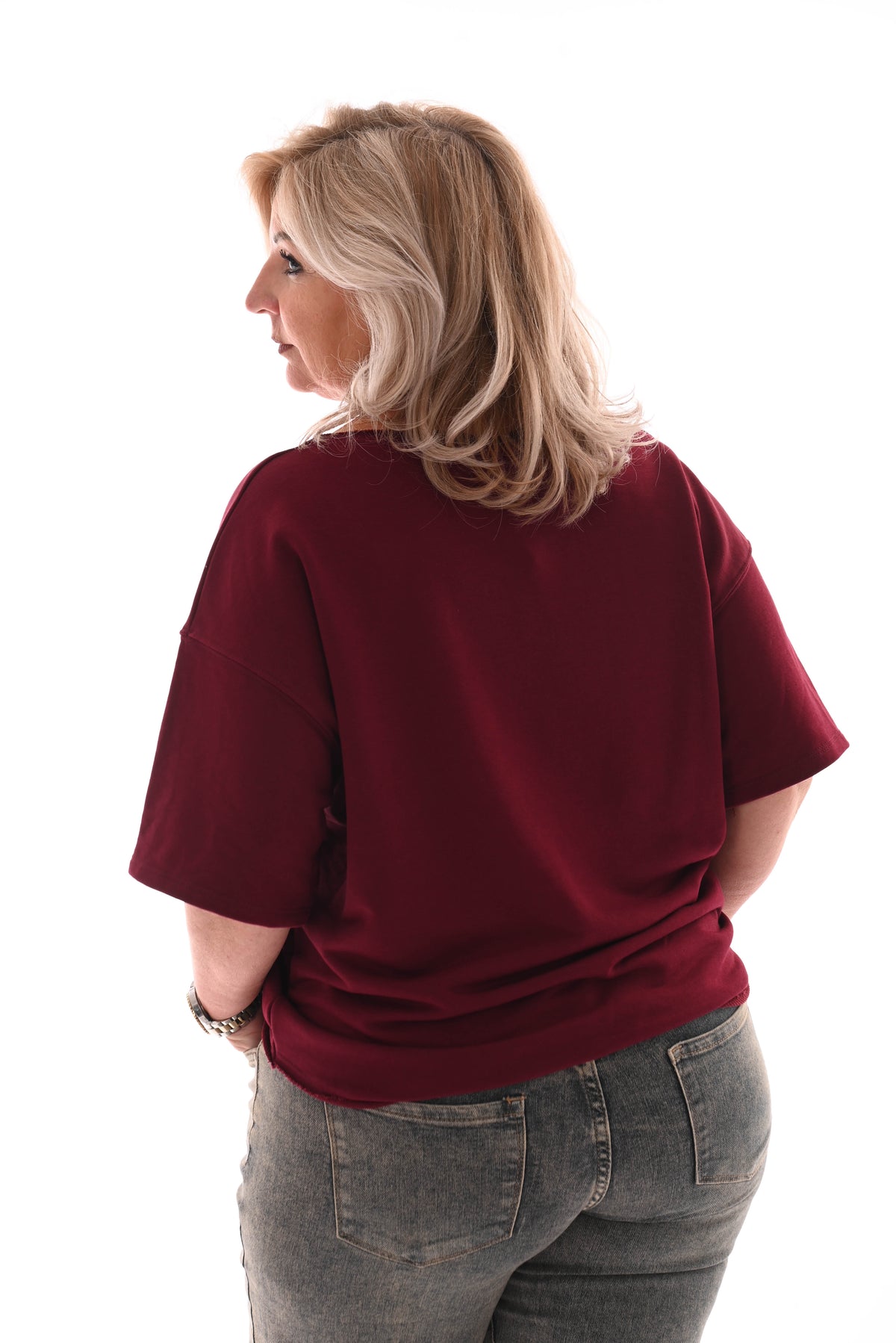 Sweater korte mouwen soho bordeaux