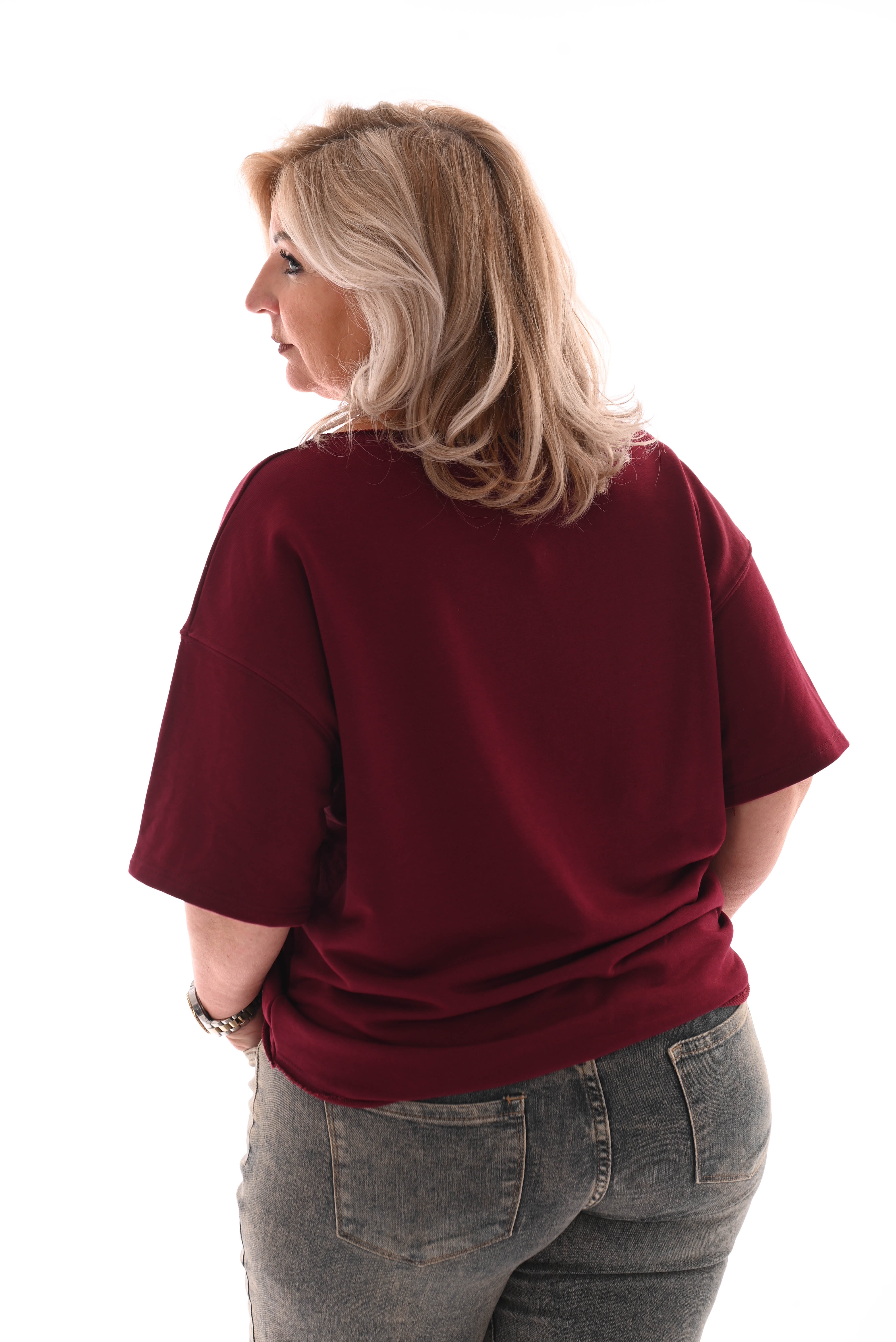 Sweater korte mouwen soho bordeaux