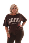 Sweater korte mouwen soho donkerbruin