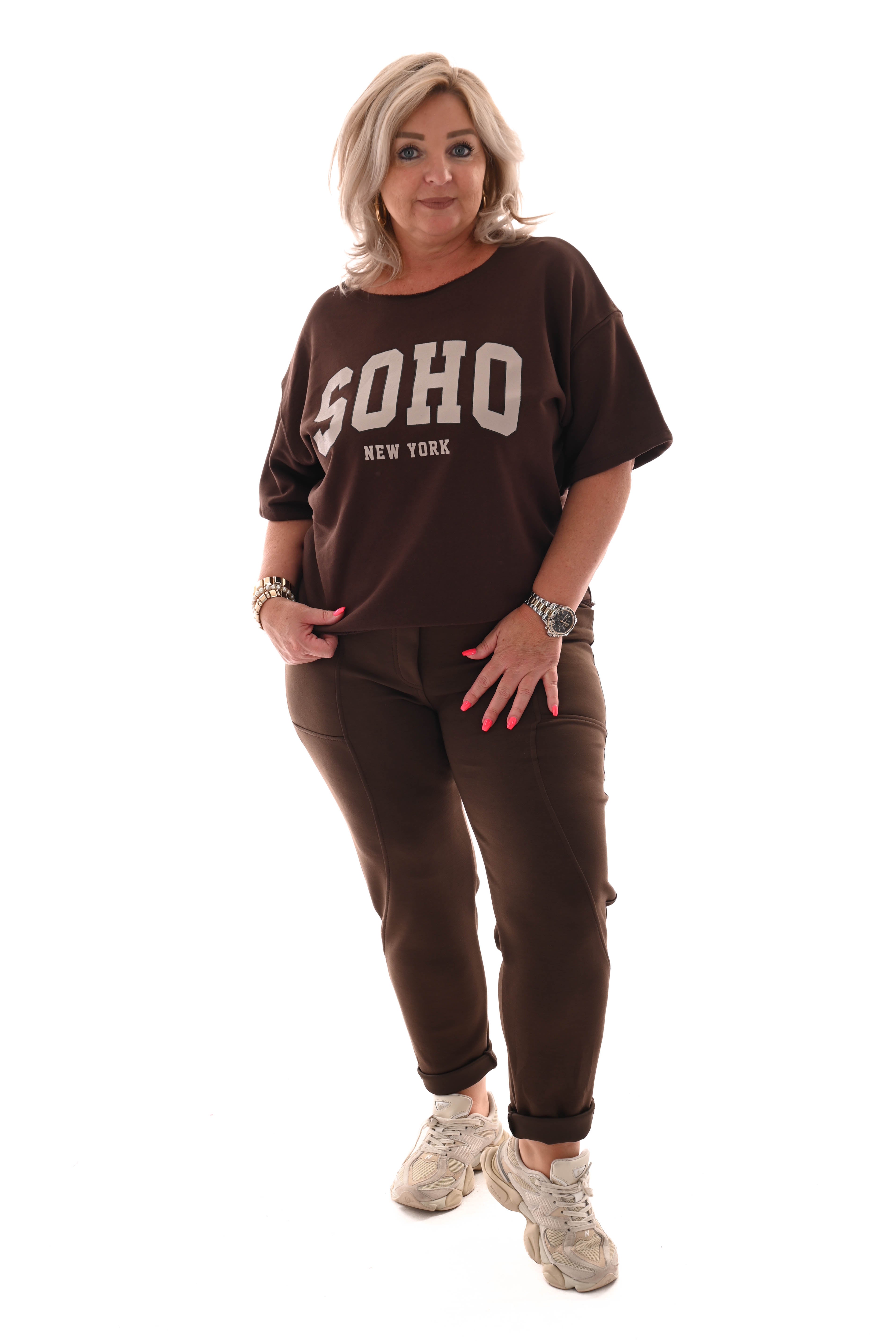 Jogger uni met grote zakken bruin