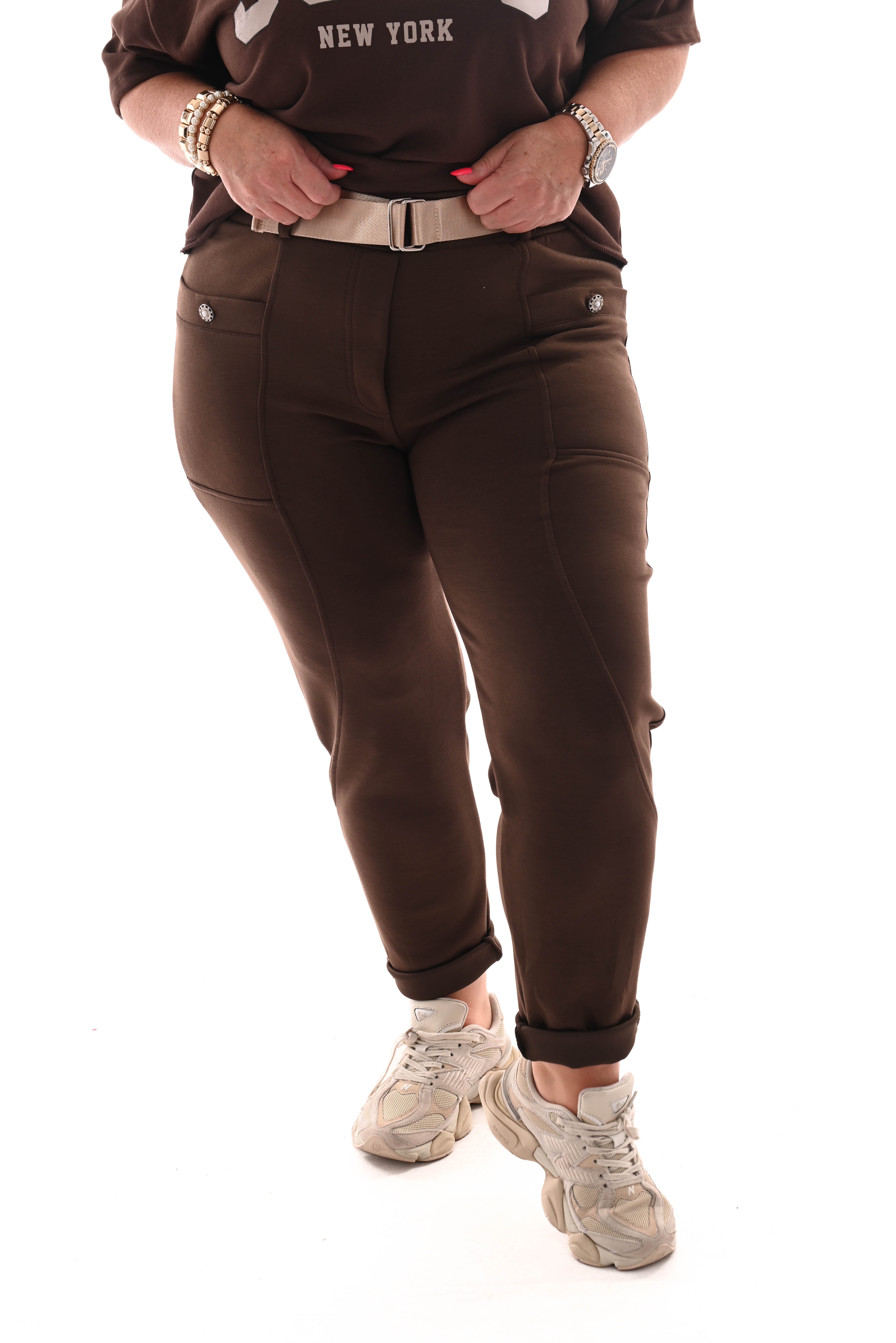 Jogger uni met grote zakken bruin
