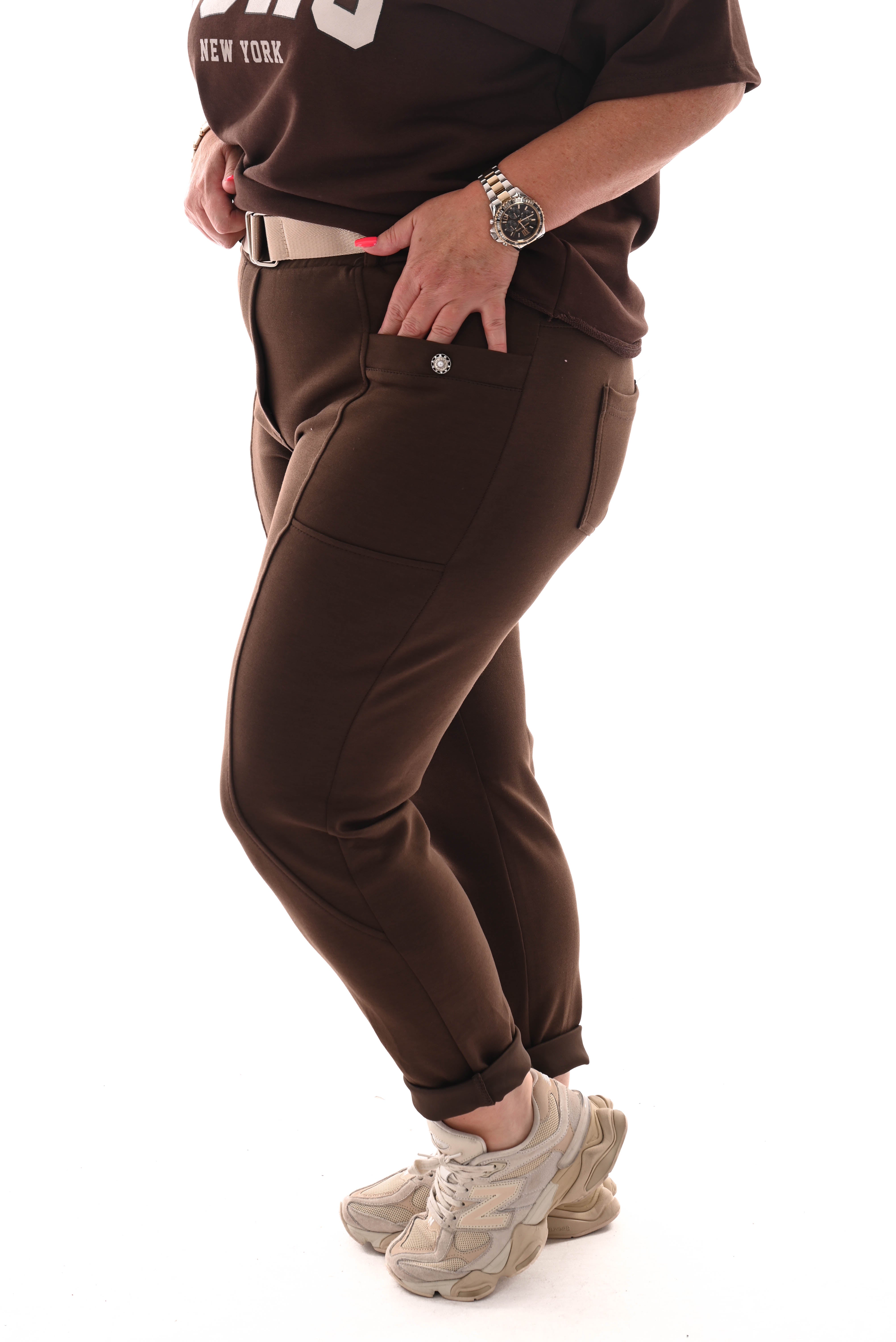 Jogger uni met grote zakken bruin