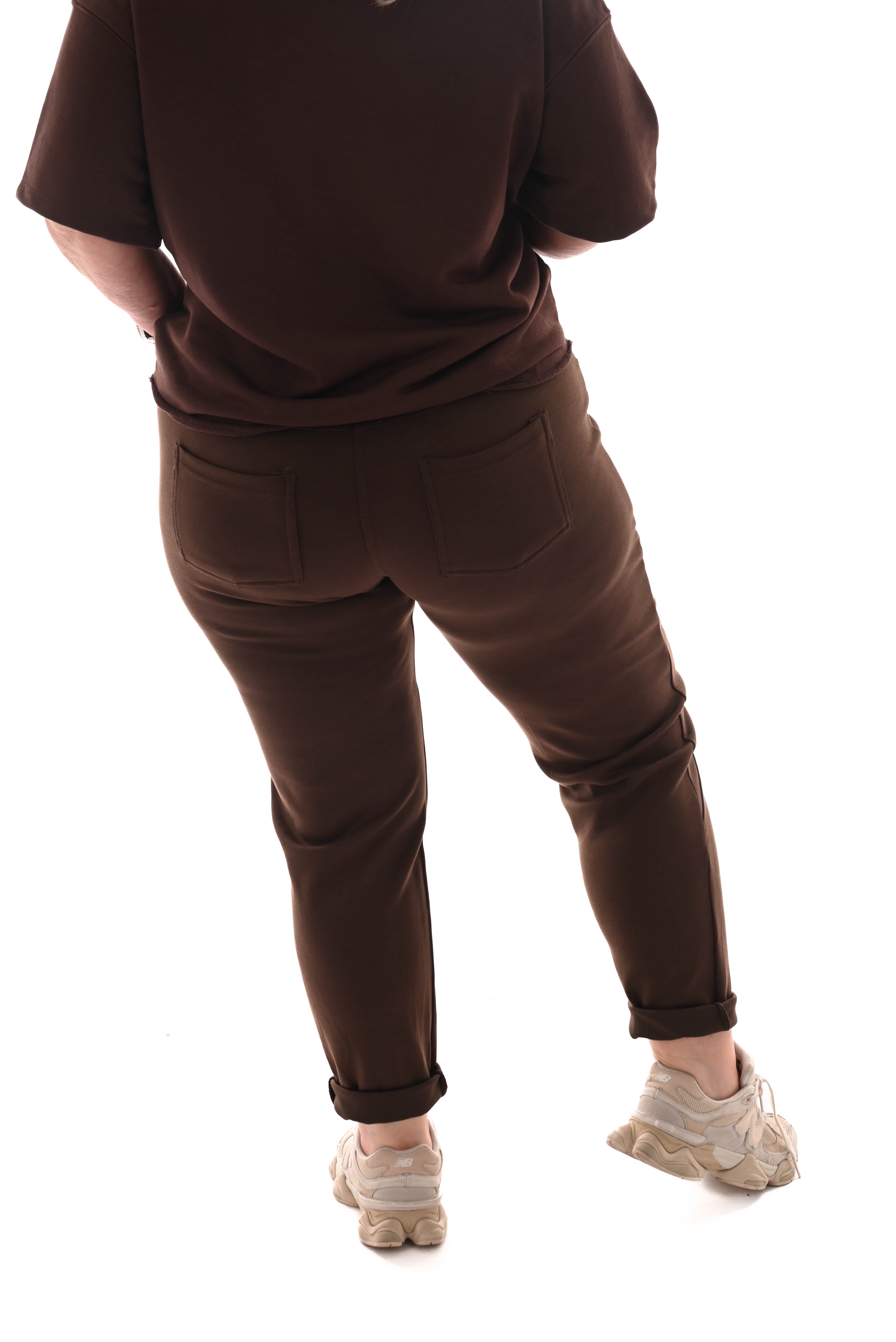 Jogger uni met grote zakken bruin
