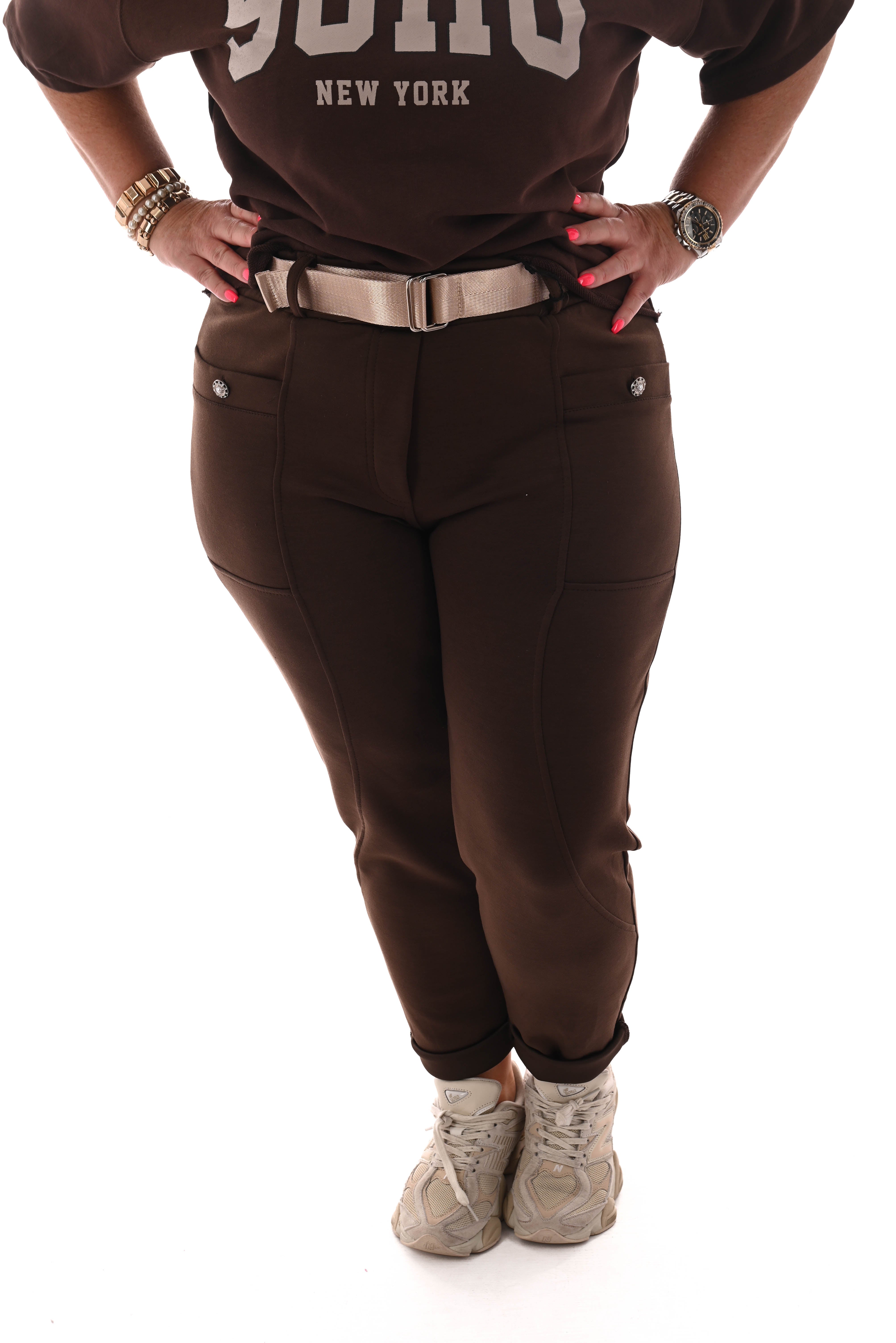 Jogger uni met grote zakken bruin