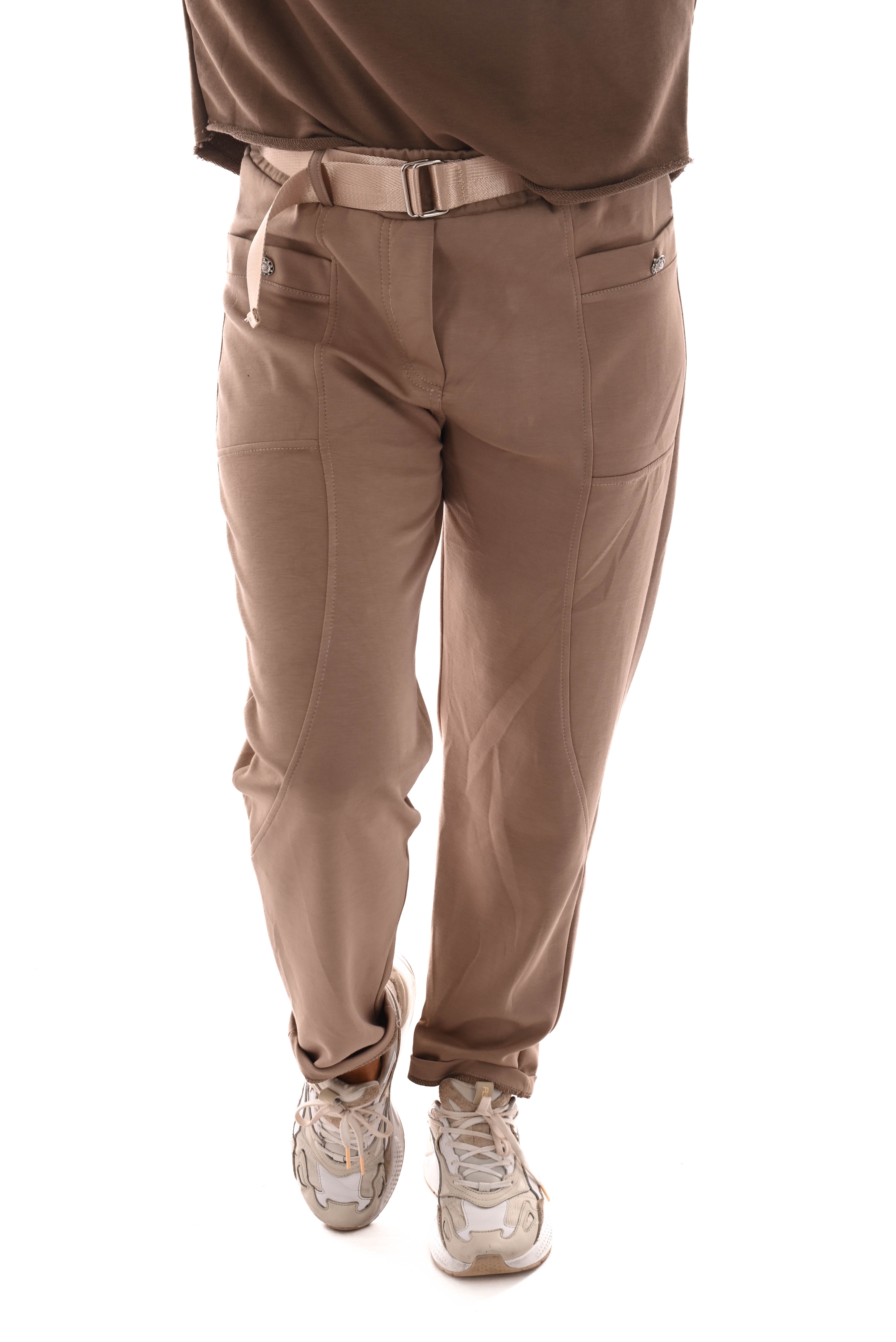Jogger uni met grote zakken lichtbruin