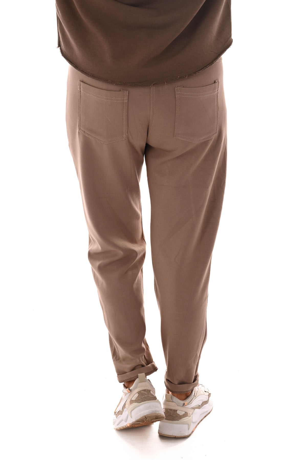 Jogger uni met grote zakken lichtbruin