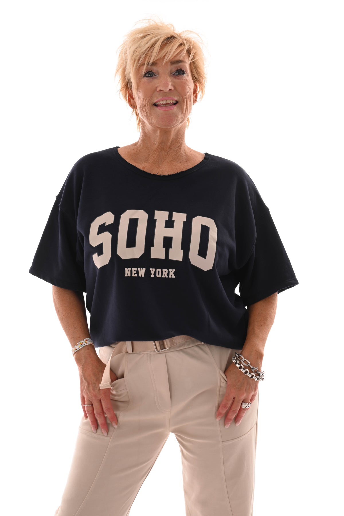 Sweater korte mouwen soho marineblauw