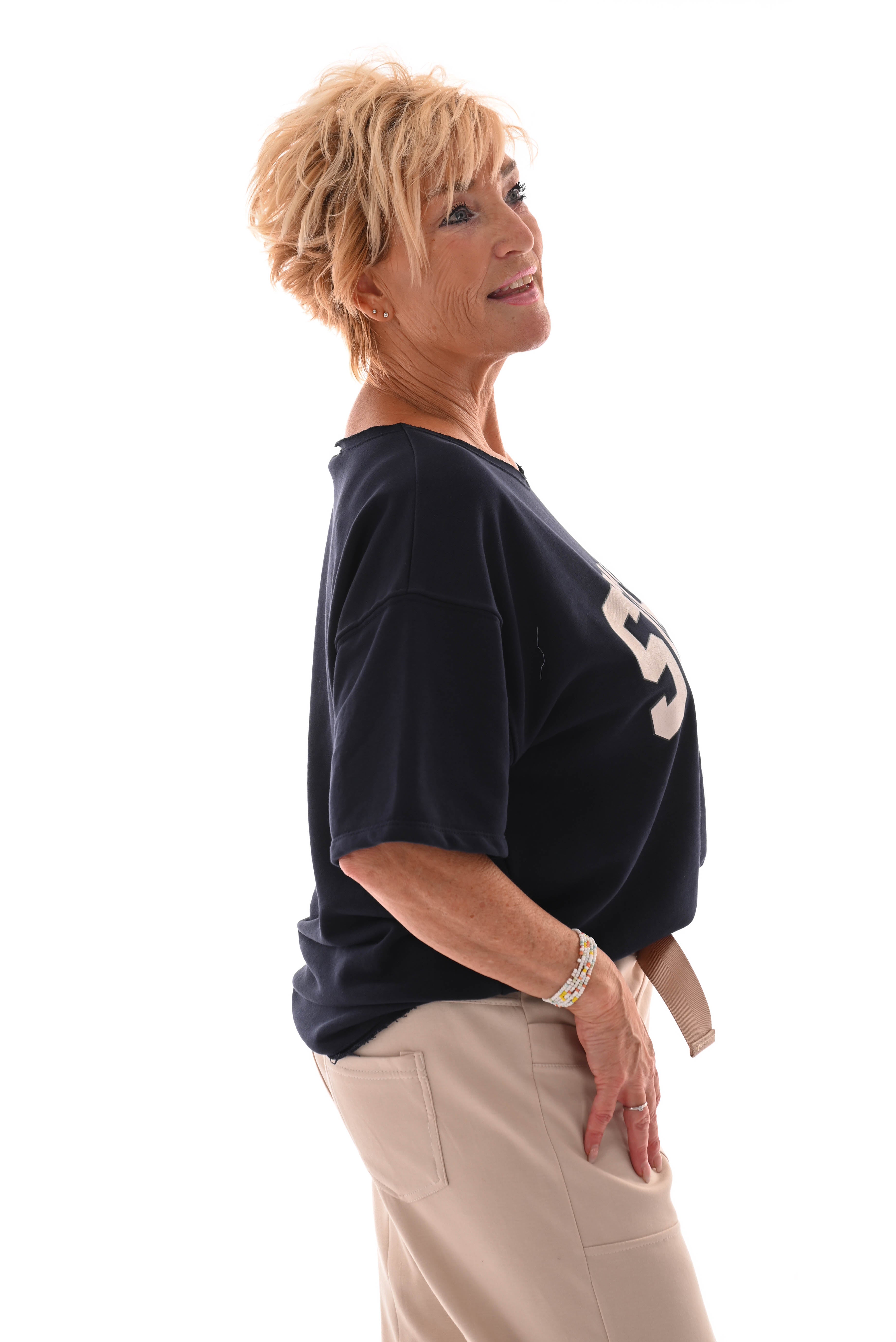 Sweater korte mouwen soho marineblauw