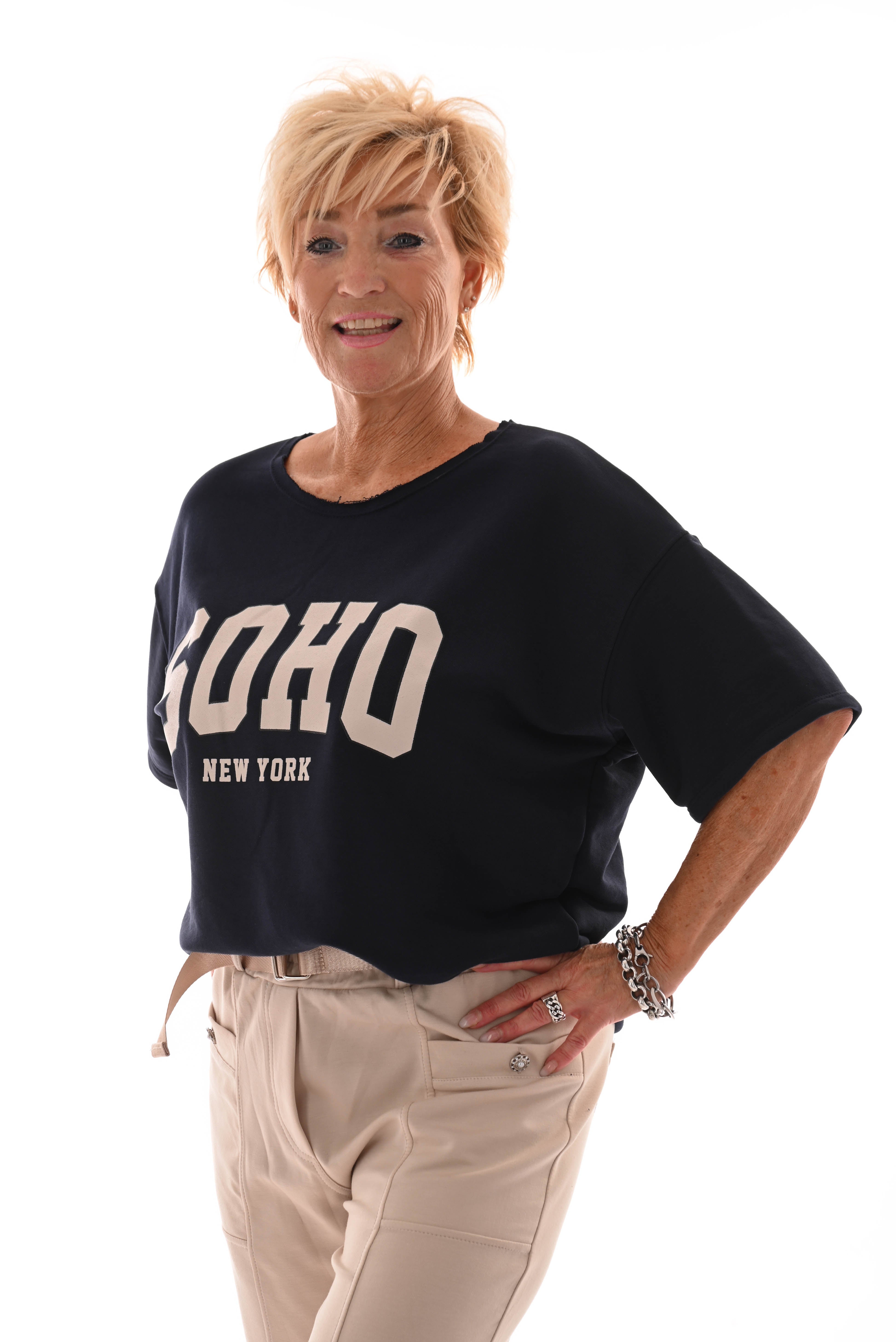 Sweater korte mouwen soho marineblauw