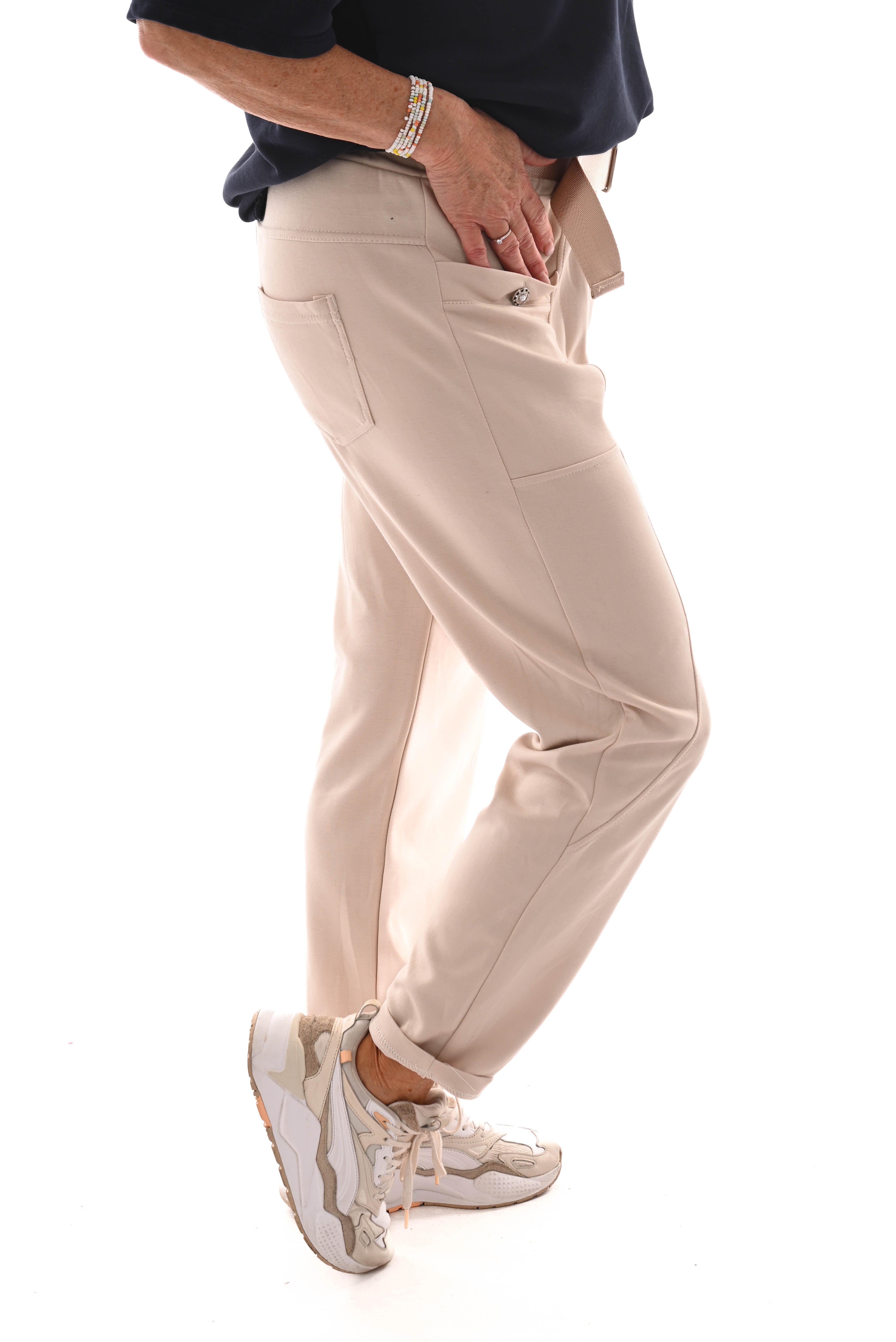 Jogger uni met grote zakken beige