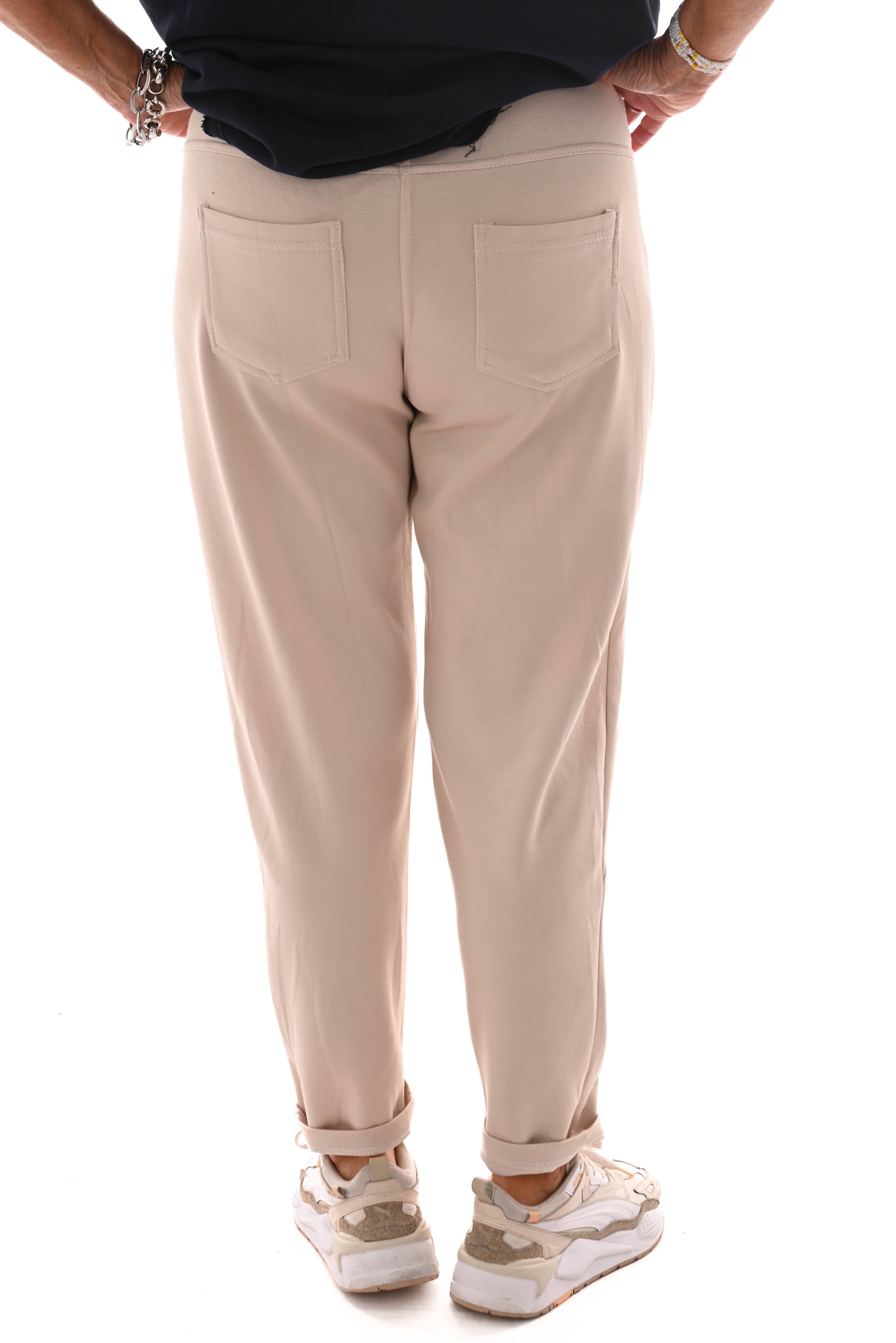 Jogger uni met grote zakken beige