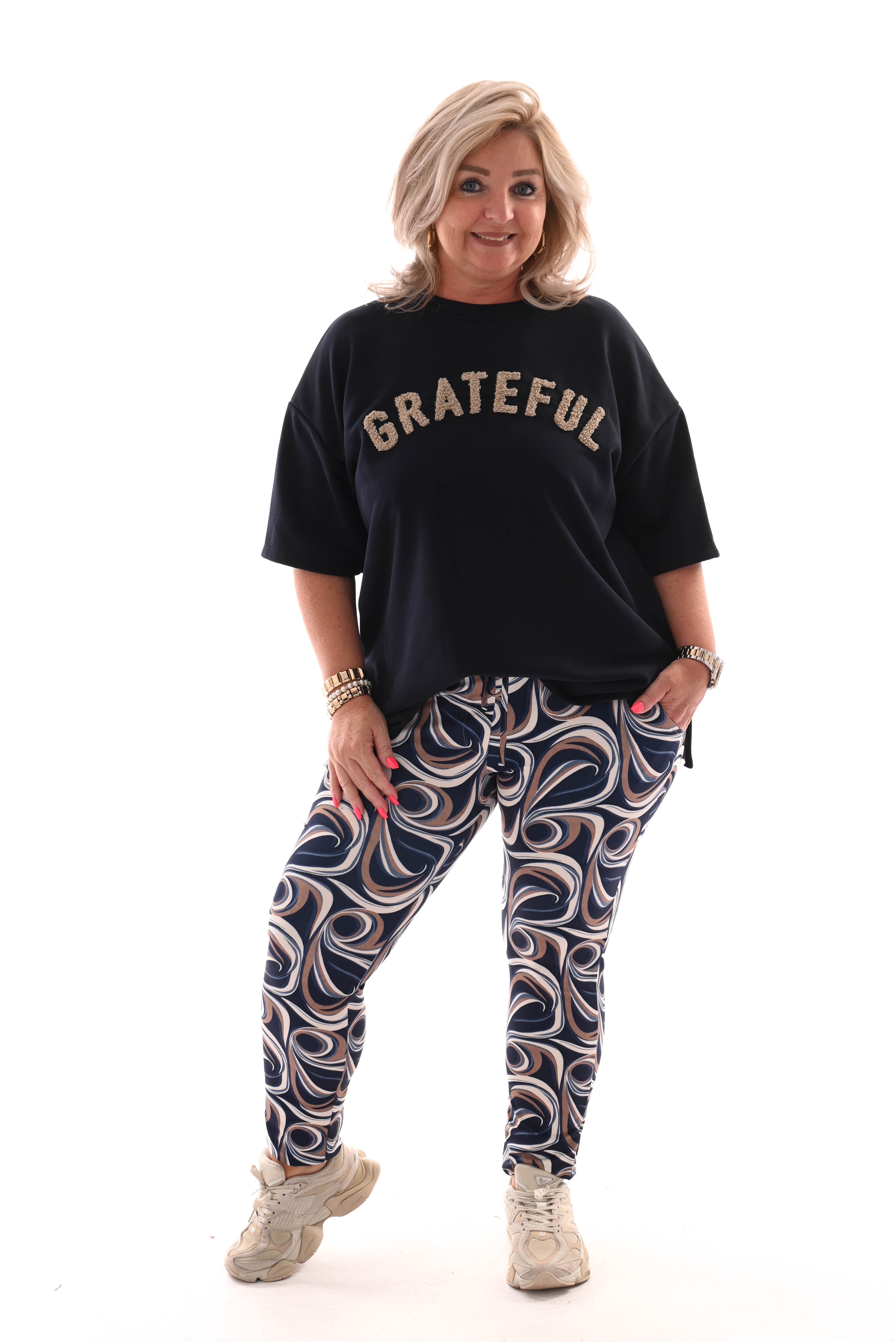 Sweater korte mouwen grateful marineblauw