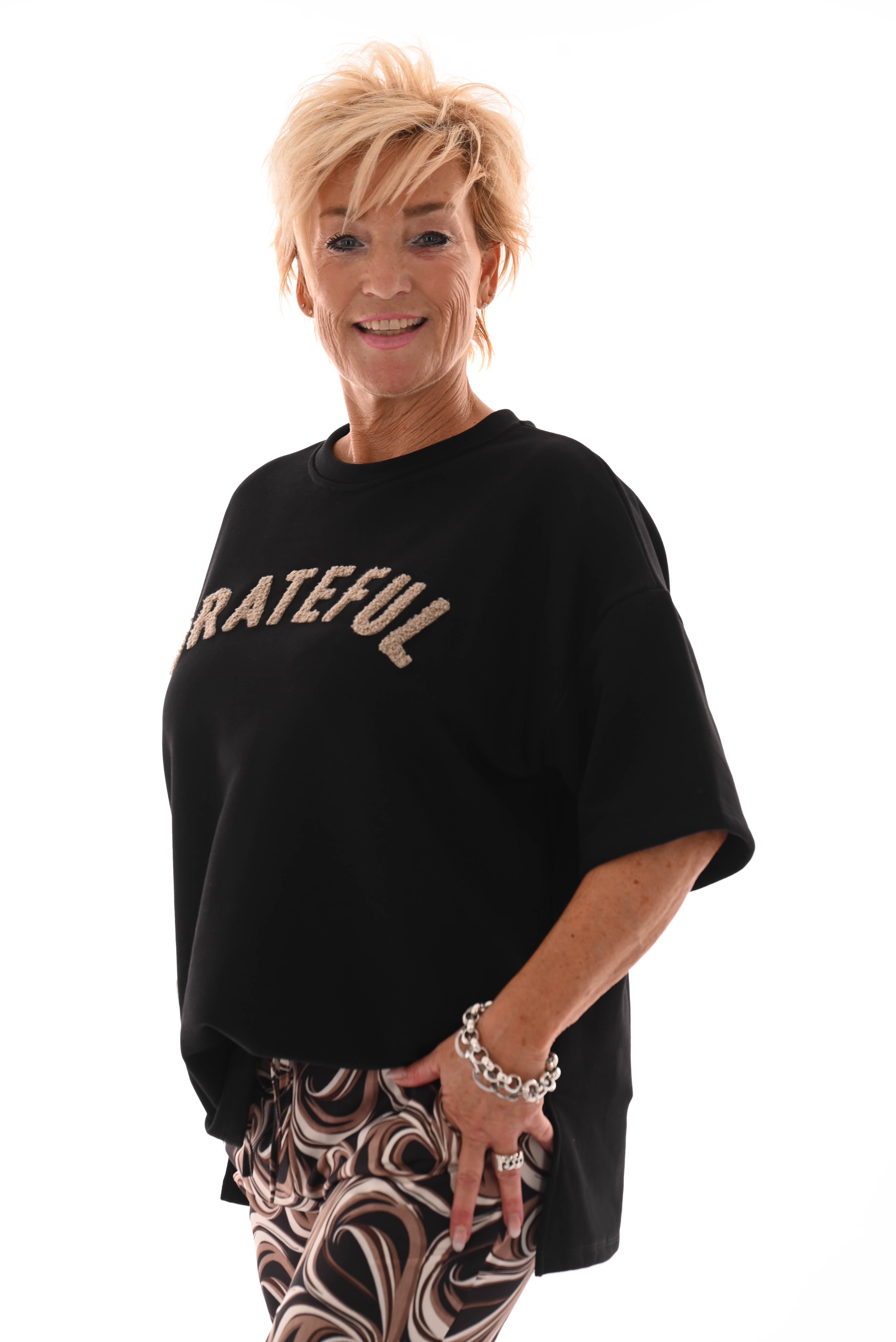 Sweater korte mouwen grateful zwart