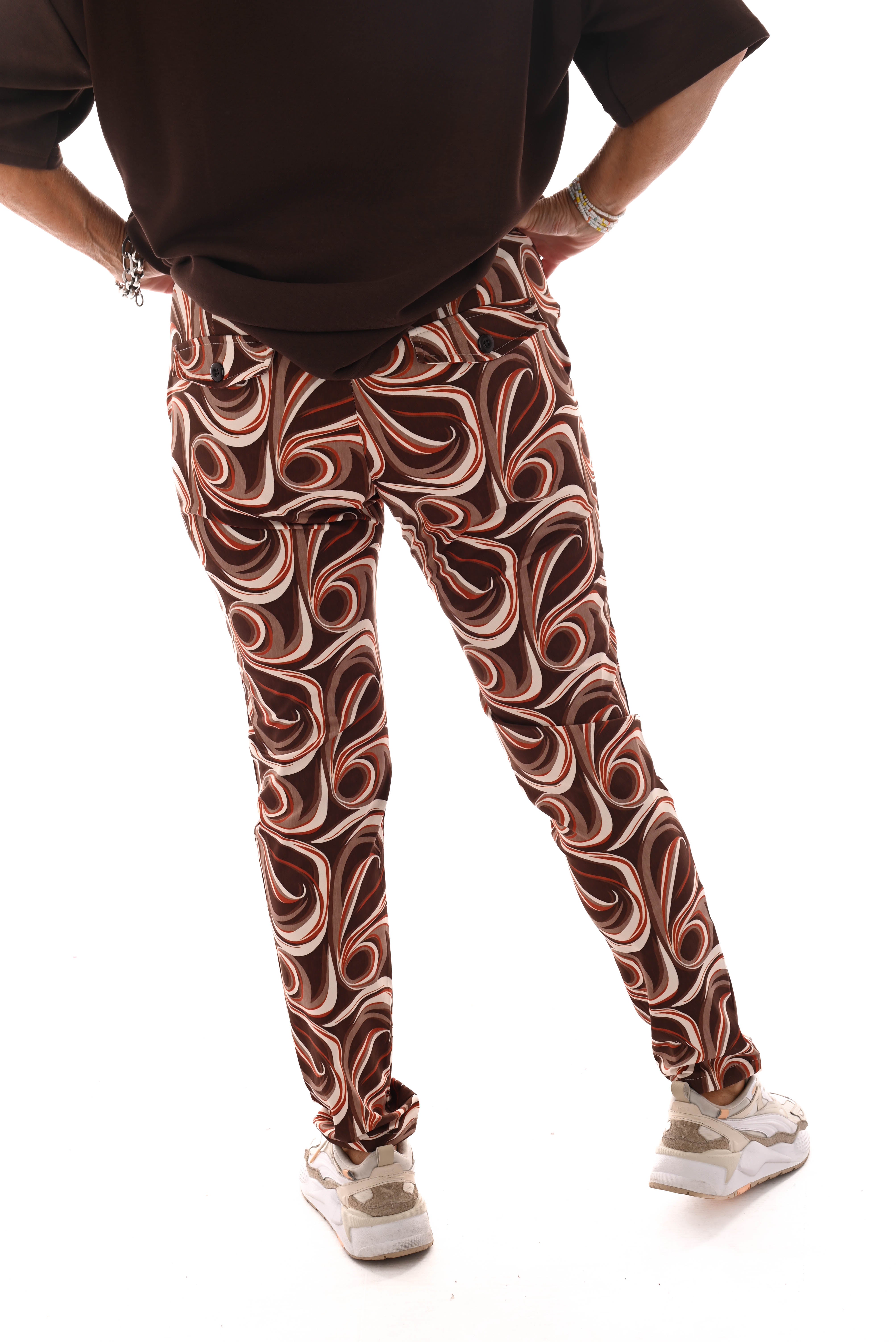 Travel broek swirl bruin/brique