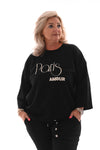 Sweater korte mouwen paris amour zwart