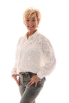Doorknoop blouse bloemen wit