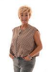 Gilet cirkels met rits beige