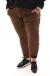 Silky stretchbroek panterbies bruin