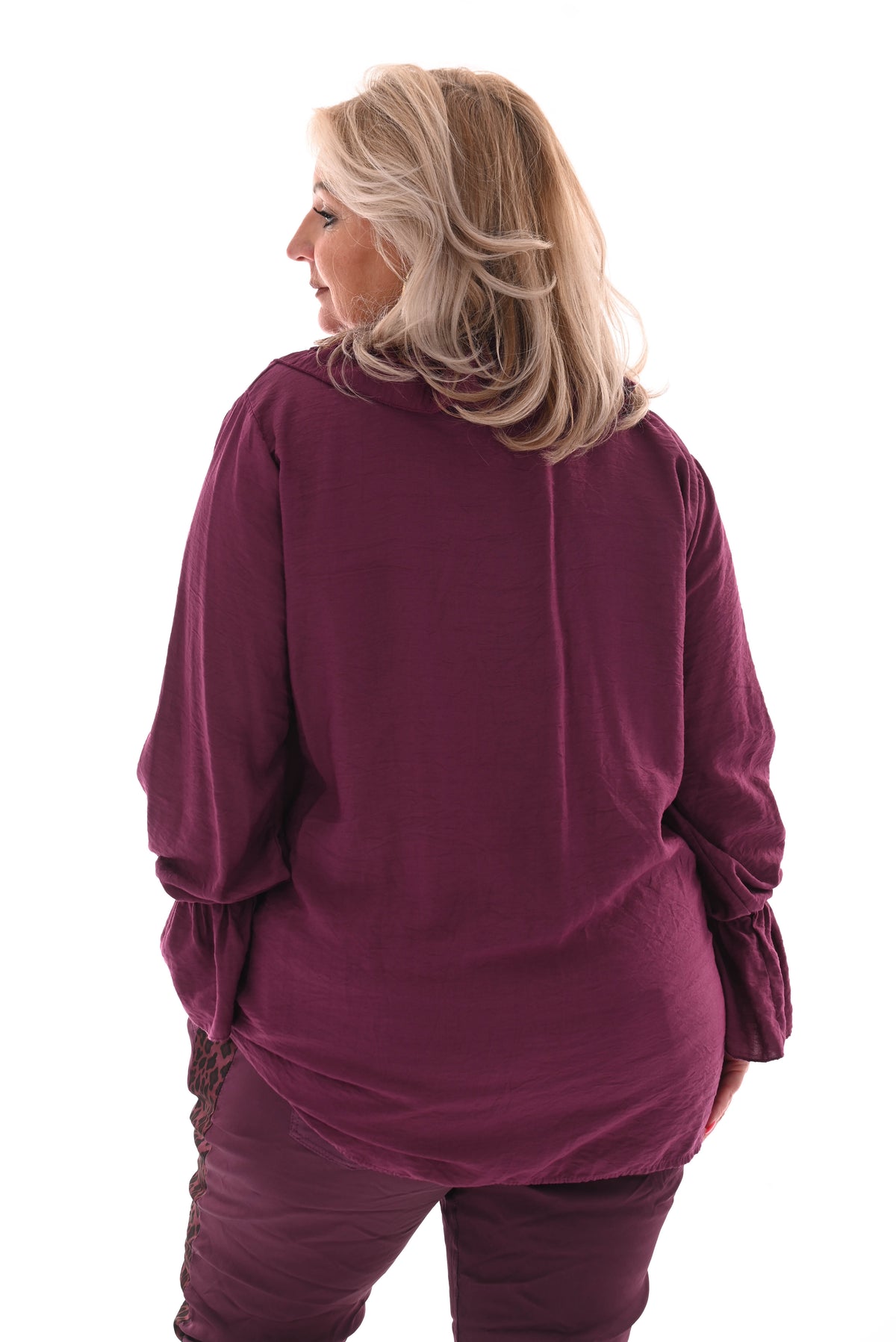 Blouse met roezel paars