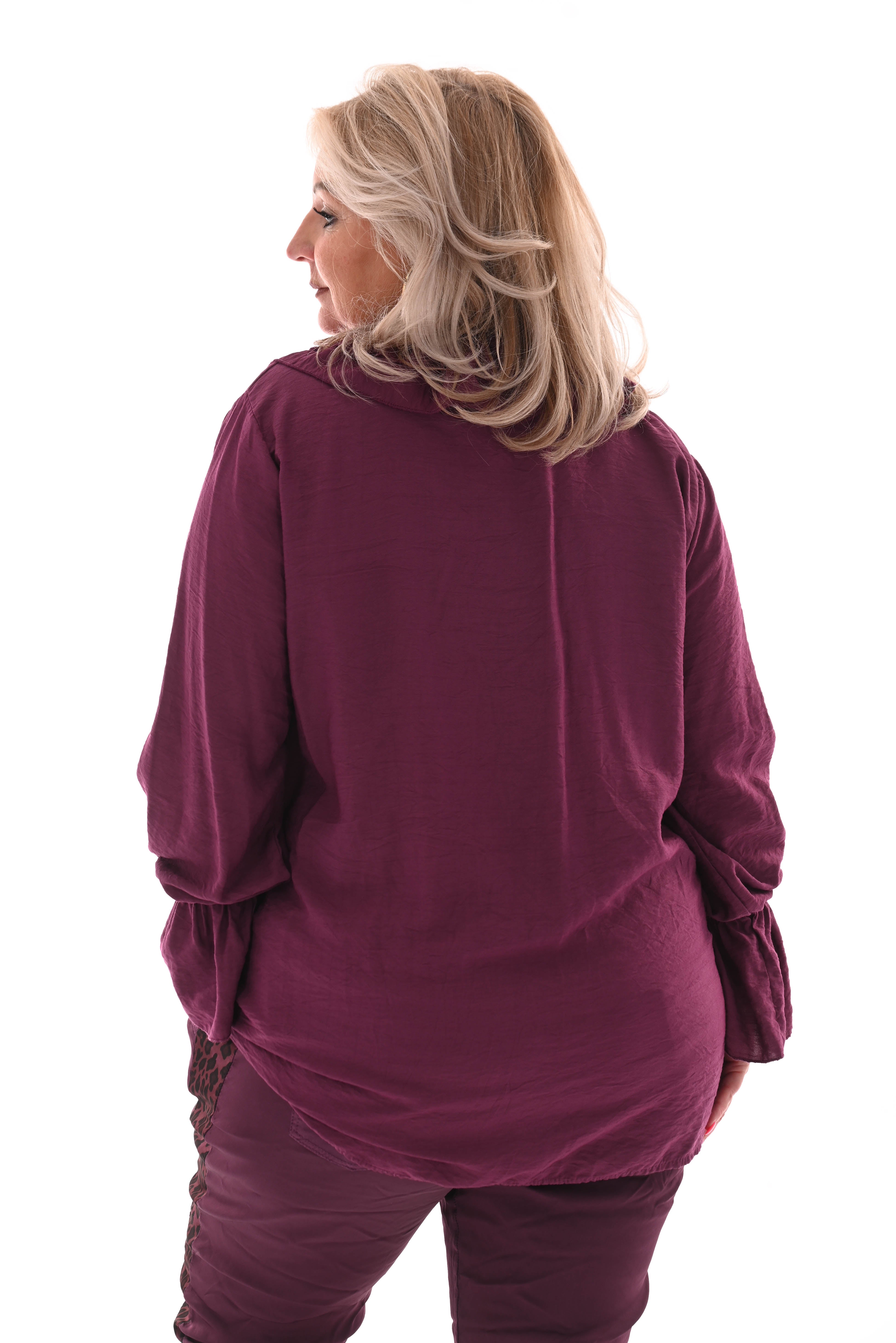 Blouse met roezel paars
