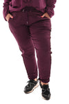 Silky stretchbroek panterbies paars