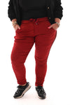 Silky stretchbroek panterbies rood