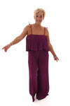 Jumpsuit mouwloos plisse magenta