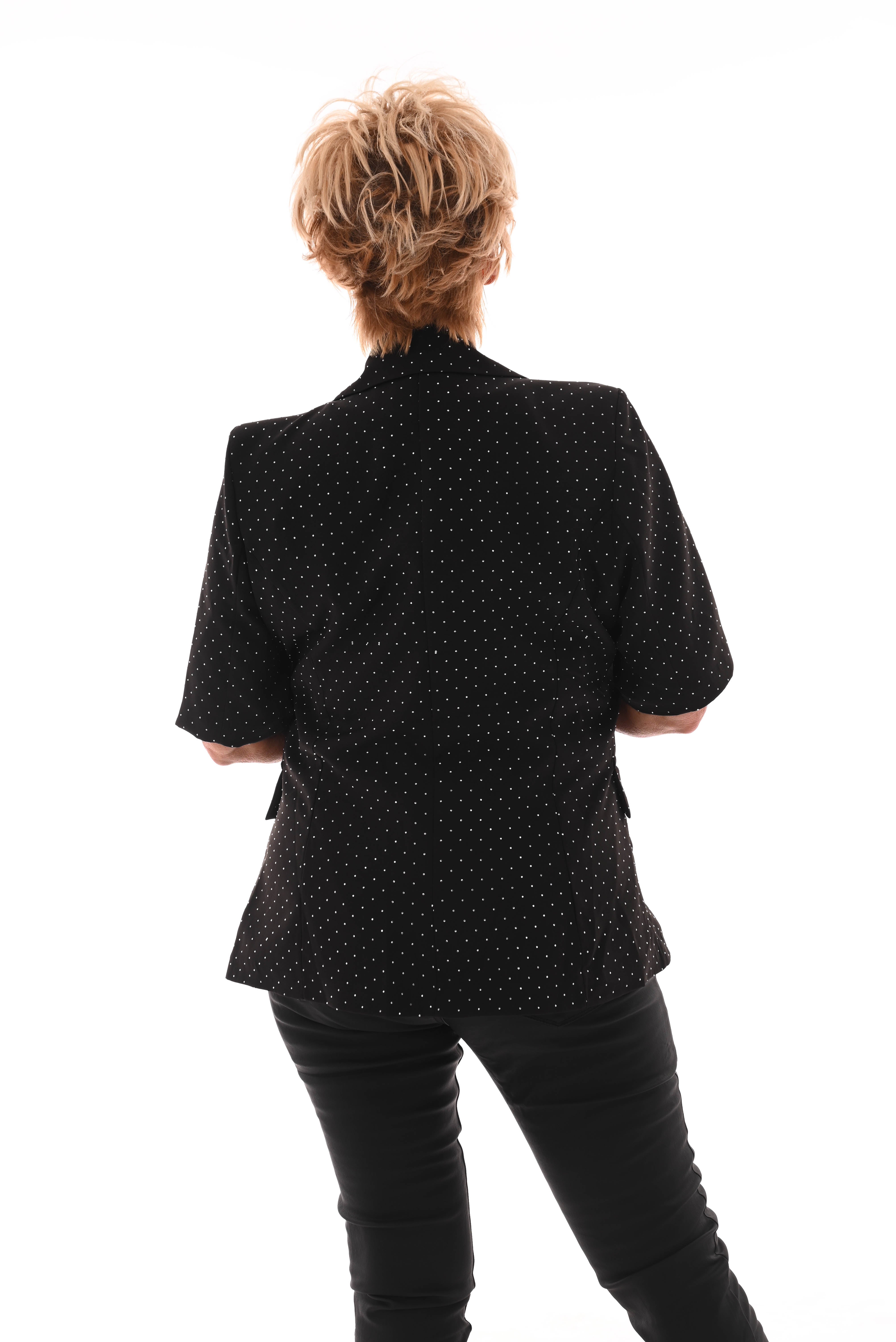 Blazer korte mouwen strass en knopen zwart/zilver