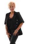 Blazer korte mouwen strass en knopen zwart/zilver