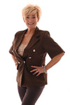 Blazer korte mouwen strass en knopen bruin