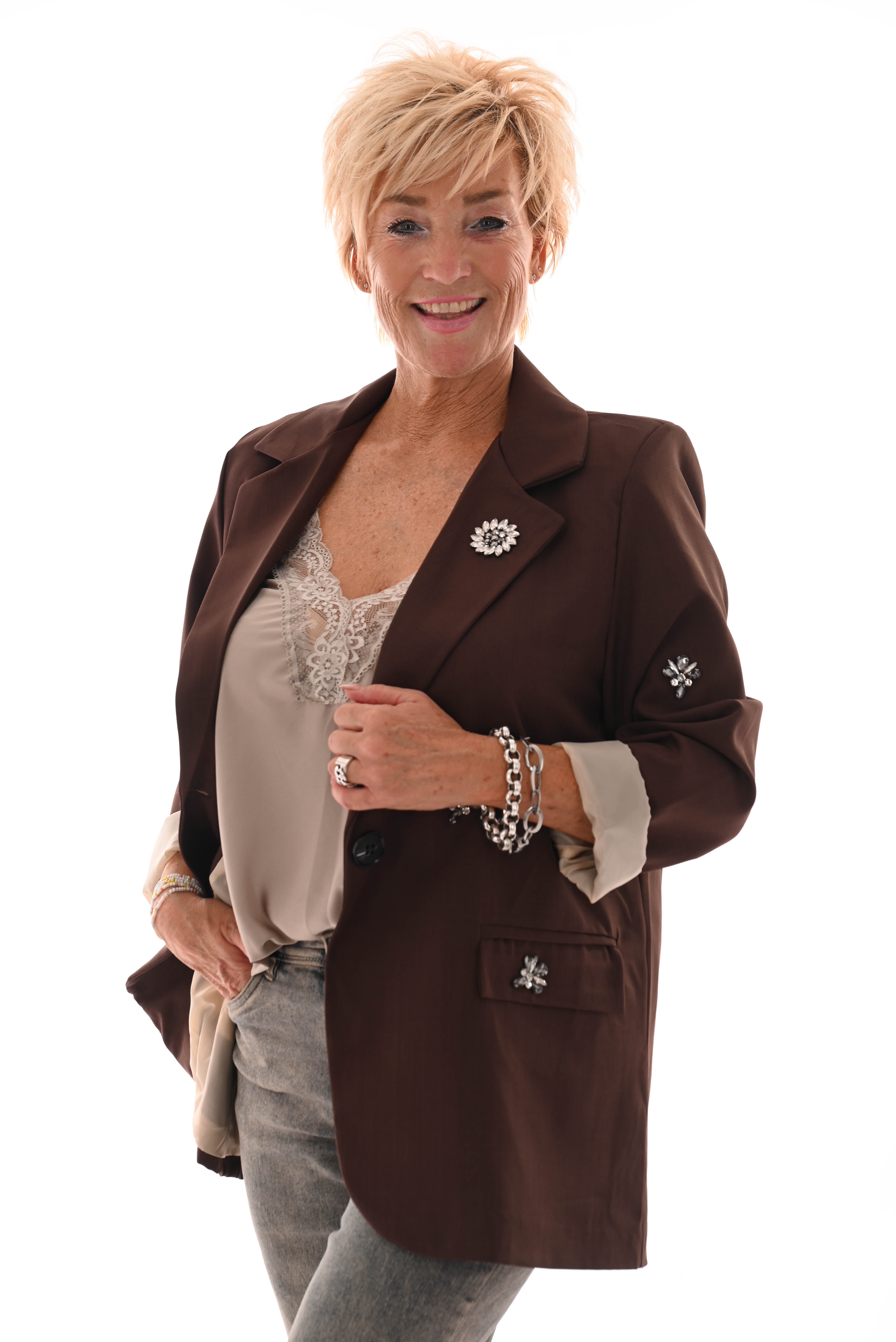 Blazer strass bruin
