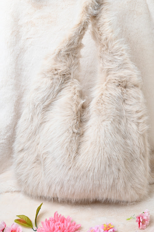 Handtas fake fur beige