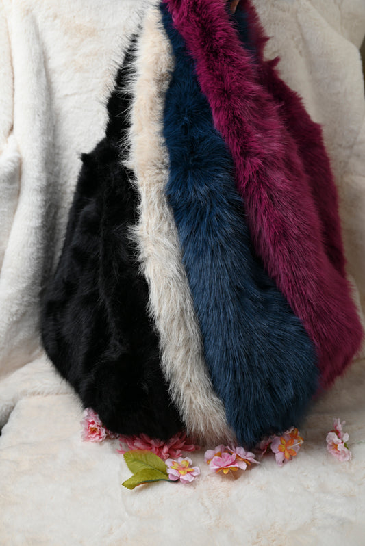 Handtas fake fur magenta