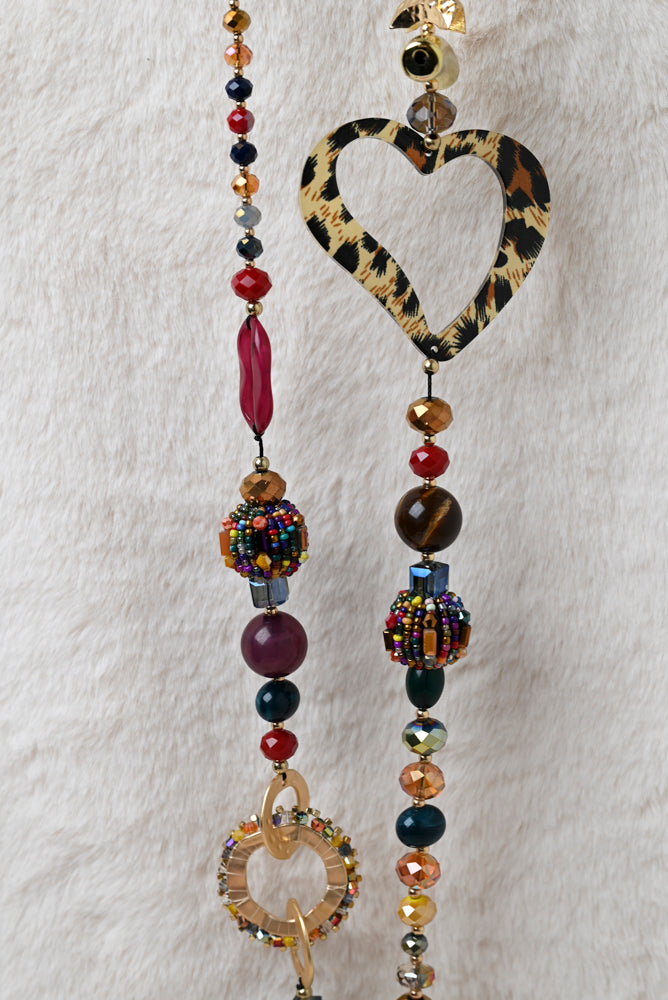 Ketting met panter hart multi colour