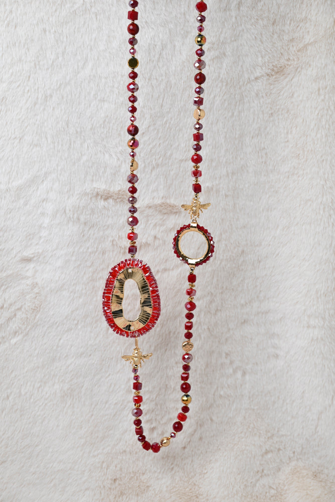 Ketting met ovaal detail rood