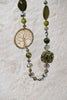 Ketting met cirkel levensboom legergroen